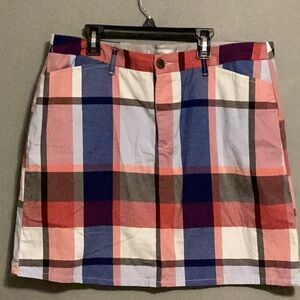 Croft and Barrow skort.  Red white and blue plaid.  Size 16 stretch